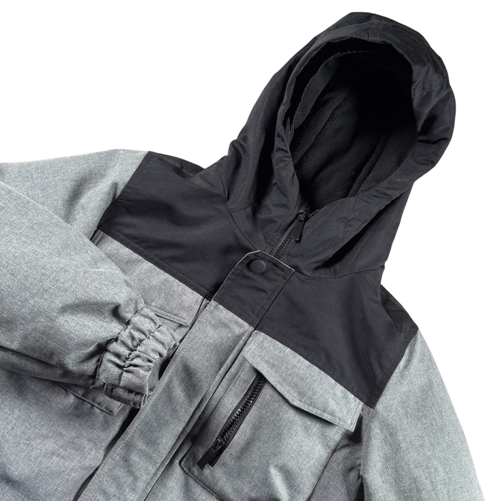 Swiss Alps Hooded Winter Jacket Youth Size M 10/12 Grey‎ Black Colorblock Puffer